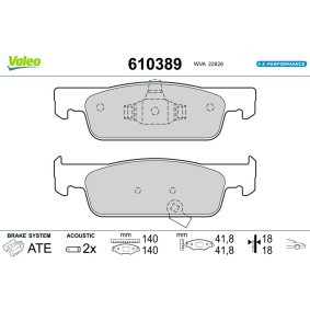 Achetez des Plaquettes de frein VALEO 610389 à prix pour 33,15 €