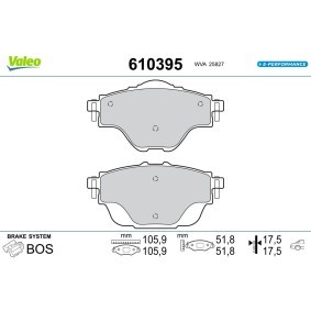 Acquista Kit pastiglie freni da VALEO 610395 a buon mercato per soli 38,28 €