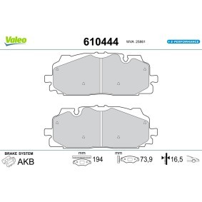 Köp Bromsbelägg av VALEO 610444 till det låga priset 841,41 kr