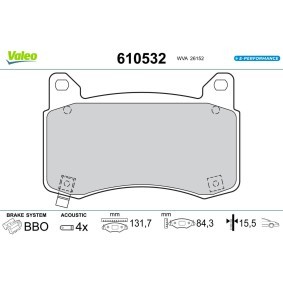 Acquista Kit pastiglie freni da VALEO 610532 a buon mercato per soli 68,37 €