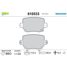 Acquista Kit pastiglie freni da VALEO 610533 a buon mercato per soli 73,49 €