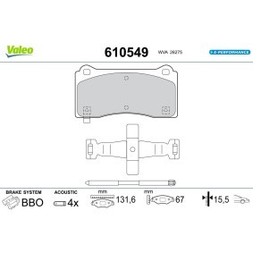Acquista Kit pastiglie freni da VALEO 610549 a buon mercato per soli 66,11 €