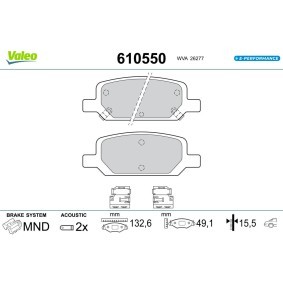 Acquista Kit pastiglie freni da VALEO 610550 a buon mercato per soli 42,94 €