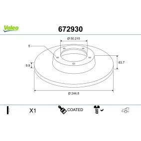 Köp Bromsskiva av VALEO 672930 till det låga priset 372,25 kr