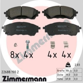 Acquista Kit pastiglie freni da ZIMMERMANN 22688.190.2 a buon mercato per soli 92,23 €