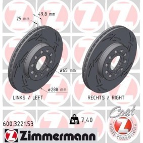 Achetez des Disque de frein ZIMMERMANN 600.3221.53 à prix pour 110,74 €