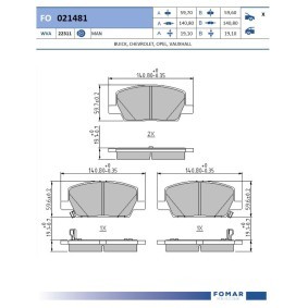 Bremsbeläge FO 021481 für CHEVROLET
