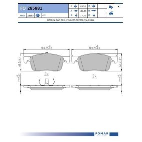 Osta Jarrupalat, levyjarru FOMAR Friction:llä FO 285881 edullisesti hintaan 44,44 €