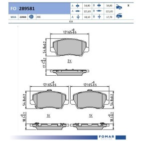 Bremsbeläge FO 289581 für KIA