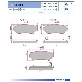 Achetez des Plaquettes de frein FOMAR Friction FO 643881 à prix pour 19,93 €