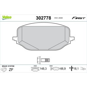 Acquista Kit pastiglie freni da VALEO 302778 a buon mercato per soli 42,10 €