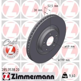 Bremsscheibe 285.3538.20 von ZIMMERMANN günstig für 75,62 € online kaufen