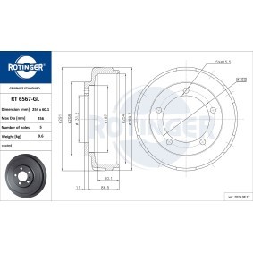 Comprar Tambor de freno de ROTINGER RT 6567-GL a bajo precio de 50,10 €