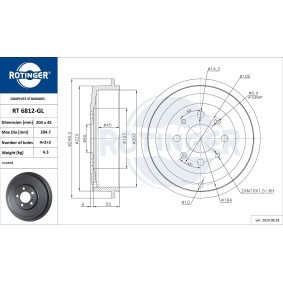 Comprar Tambor de freno de ROTINGER RT 6812-GL a bajo precio de 28,10 €
