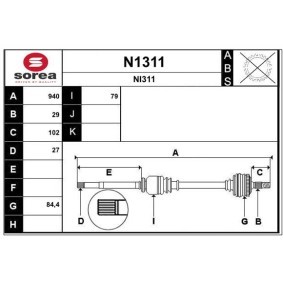 Antriebswelle für NISSAN von SNRA