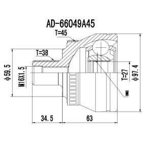 Achetez des Jeu de joints, arbre de transmission PROCARO 77-AU-060 à prix pour 47,04 €