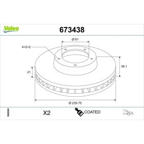 Comprar Disco de freno de VALEO 673438 a bajo precio de 35,19 €