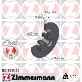 Achetez des Disque de frein ZIMMERMANN 180.3035.20 à prix pour 125,43 €