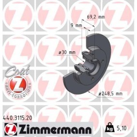 Achetez des Disque de frein ZIMMERMANN 440.3115.20 à prix pour 133,62 €