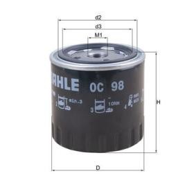 Comprar Filtro de aceite de MAHLE ORIGINAL OC 98 a bajo precio de 8,80 €
