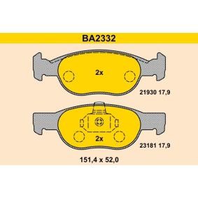 Achetez des Plaquettes de frein Barum BA2332 à prix pour 66,99 €