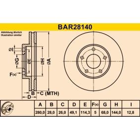 Achetez des Disque de frein Barum BAR28140 à prix pour 60,57 €