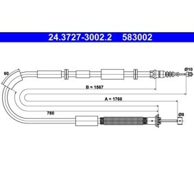 Handbremsseil 24.3727-3002.2 für CHRYSLER