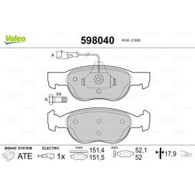 Achetez des Plaquettes de frein VALEO 598040 à prix pour 19,31 €
