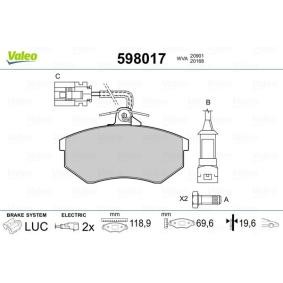 Comprar Juego de pastillas de freno de VALEO 598017 a bajo precio de 33,60 €