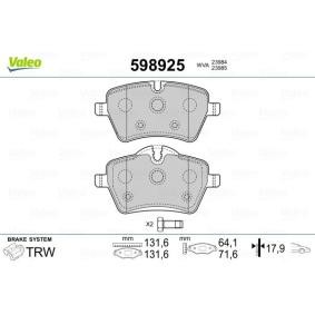 Achetez des Plaquettes de frein VALEO 598925 à prix pour 41,03 €