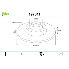 Bremsscheibe 197011 SKODA OCTAVIA von VALEO