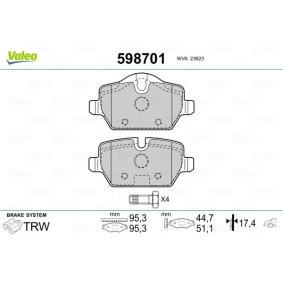 Achetez des Plaquettes de frein VALEO 598701 à prix pour 29,36 €