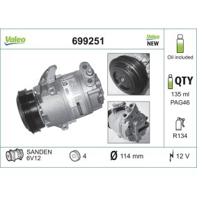 Klimakompressor 699251 von VALEO günstig für 356,51 € online kaufen