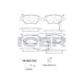 Acquista Kit pastiglie freni da ICER 181363-702 a buon mercato per soli 19,22 €