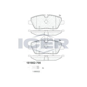 Compre Pastilhas de travão da ICER 181662-700 a um preço baixo por 28,25 €