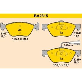 Comprar Juego de pastillas de freno de Barum BA2315 a bajo precio de 84,47 €