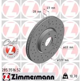 Bremsscheibe 285.3516.52 von ZIMMERMANN günstig für 122,86 € online kaufen