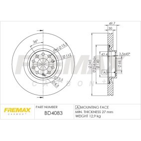 Bremsscheibe BD-4083 für SUPERB Kombi (3T5) für 64,94 CHF