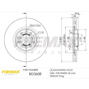 Comprar Disco de freno de FREMAX BD-3608 a bajo precio de 100,44 €