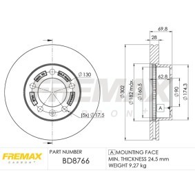 Comprar Disco de freno de FREMAX BD-8766 a bajo precio de 115,23 €