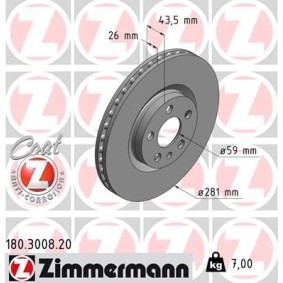 Köp Bromsskiva av ZIMMERMANN 180.3008.20 till det låga priset 1769,42 kr