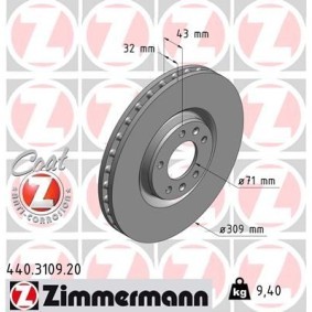 Köp Bromsskiva av ZIMMERMANN 440.3109.20 till det låga priset 3044,57 kr