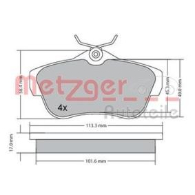 Köp Bromsbelägg av METZGER 1170192 till det låga priset 460,26 kr