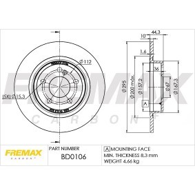Comprar Disco de freno de FREMAX BD-0106 a bajo precio de 67,47 €