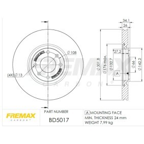 Bremsscheibe BD-5017 für DS