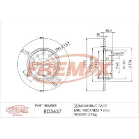 Bremsscheibe BD-5637 für Octavia III Combi (5E5) für 27,74 CHF