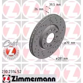 Achetez des Disque de frein ZIMMERMANN 230.2314.52 à prix pour 93,69 €