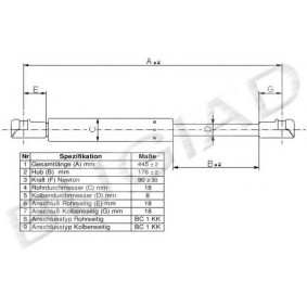 Heckklappendämpfer BGS11234 für SMART