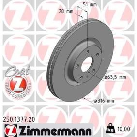 Bremsscheibe 250.1377.20 von ZIMMERMANN günstig für 85,27 € online kaufen