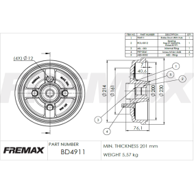 Comprar Tambor de freno de FREMAX BD-4911 a bajo precio de 85,80 €